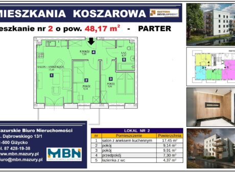Nowe mieszkanie nr -2 w Giżycku ul. Koszarowa