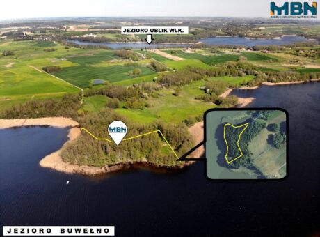 Działka z linią brzegową jeziora Buwełno