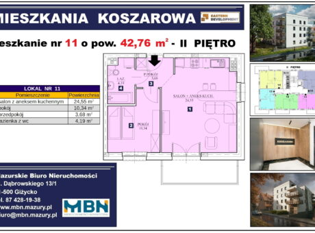 Nowe mieszkanie nr – 11 w Giżycku ul. Koszarowa