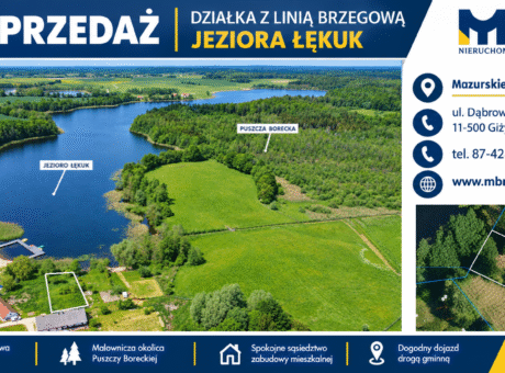 Działa z linią brzegową jeziora Łękuk